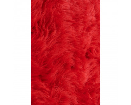 Furnings Cozy Ultra Soft Fluffy Faux Fur Red Area Rug - 5'L x 2'W