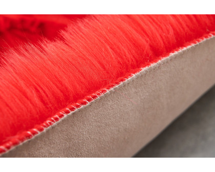 Furnings Cozy Ultra Soft Fluffy Faux Fur Red Area Rug - 5'L x 2'W