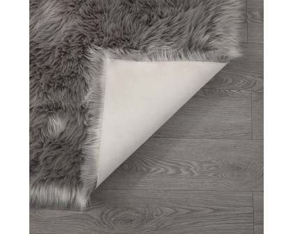 Furnings Cozy Ultra Soft Fluffy Faux Fur Light Gray Area Rug - 5'L x 3'W