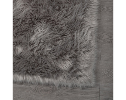 Furnings Cozy Ultra Soft Fluffy Faux Fur Light Gray Area Rug - 5'L x 3'W