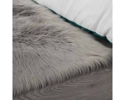 Furnings Cozy Ultra Soft Fluffy Faux Fur Light Gray Area Rug - 5'L x 3'W