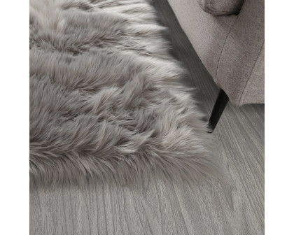 Furnings Cozy Ultra Soft Fluffy Faux Fur Light Gray Area Rug - 5'L x 3'W