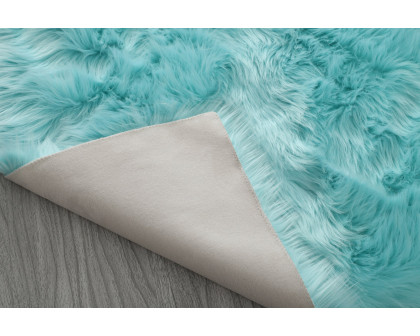 Furnings™ Cozy Ultra Soft Fluffy Faux Fur Turquoise Area Rug - 5'L x 3'W