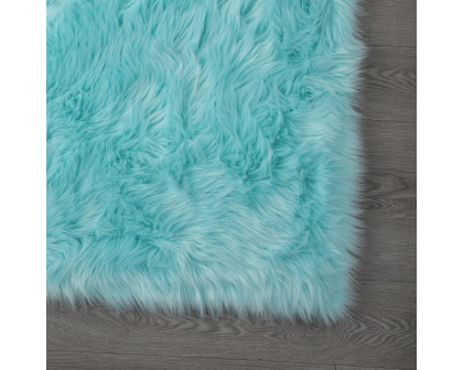 Furnings™ Cozy Ultra Soft Fluffy Faux Fur Turquoise Area Rug - 5'L x 3'W