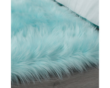 Furnings™ Cozy Ultra Soft Fluffy Faux Fur Turquoise Area Rug - 5'L x 3'W