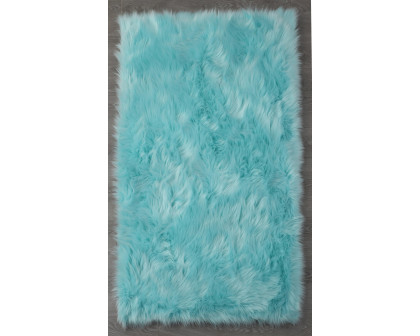 Furnings™ Cozy Ultra Soft Fluffy Faux Fur Turquoise Area Rug - 5'L x 3'W