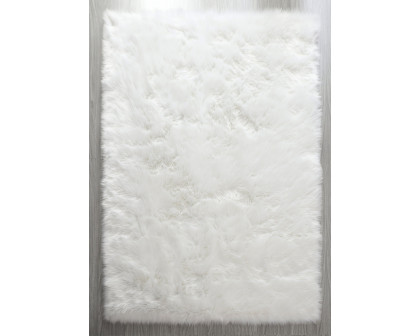 Furnings™ Cozy Ultra Soft Fluffy Faux Fur White Area Rug - 5'L x 3'W