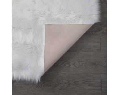 Furnings™ Cozy Ultra Soft Fluffy Faux Fur White Area Rug - 5'L x 3'W