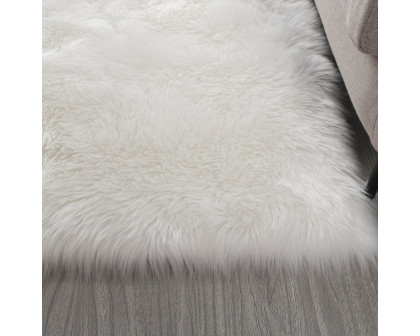 Furnings™ Cozy Ultra Soft Fluffy Faux Fur White Area Rug - 5'L x 3'W