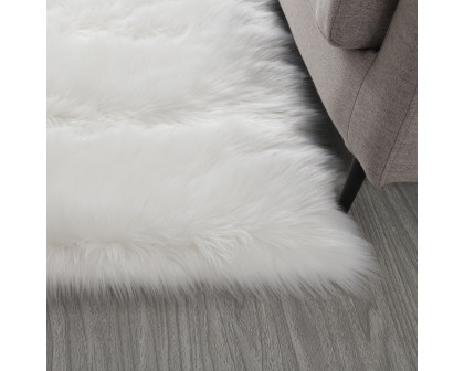 Furnings™ Cozy Ultra Soft Fluffy Faux Fur White Area Rug - 5'L x 3'W