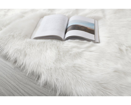 Furnings™ Cozy Ultra Soft Fluffy Faux Fur White Area Rug - 5'L x 3'W