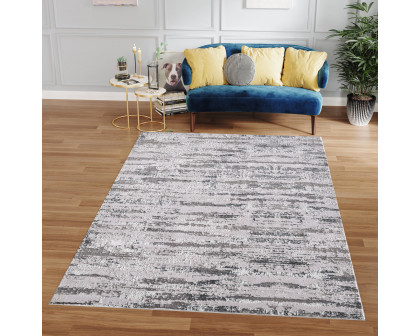 Furnings Milano Washable Manhattan Silver Woven Area Rug - 3'L x 2'W