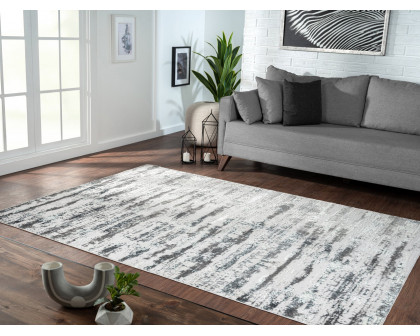 Furnings Milano Washable Manhattan Silver Woven Area Rug - 3'L x 2'W