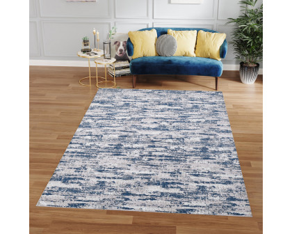 Furnings Milano Washable Nautical Navy Blue Woven Area Rug - 3'L x 2'W