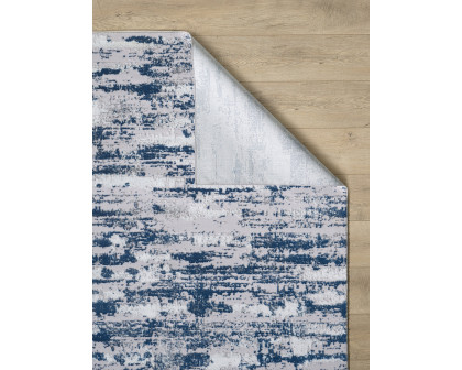 Furnings Milano Washable Nautical Navy Blue Woven Area Rug - 3'L x 2'W