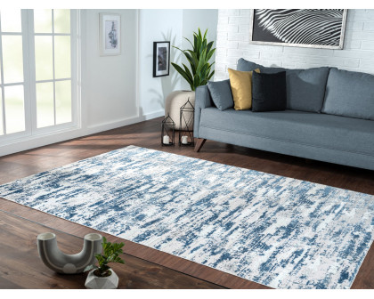 Furnings Milano Washable Nautical Navy Blue Woven Area Rug - 3'L x 2'W