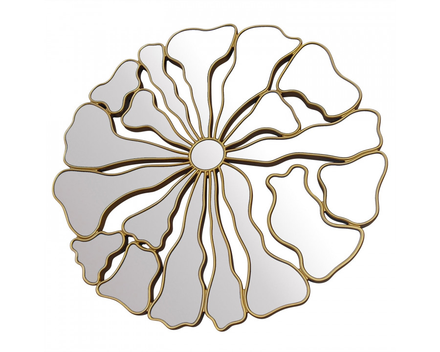 Furnings - Decorative Round Wall Mirror with Gold Frame in Unique and Modern Design