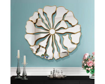 Furnings - Decorative Round Wall Mirror with Gold Frame in Unique and Modern Design