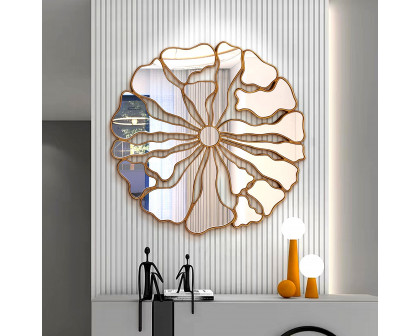 Furnings - Decorative Round Wall Mirror with Gold Frame in Unique and Modern Design