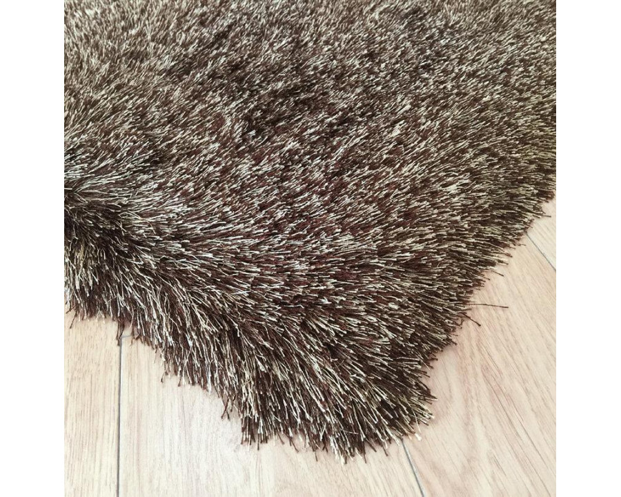 Furnings Fancy Collection Solid Brown Shag Area Rug - 7'L x 5'W x 1"H