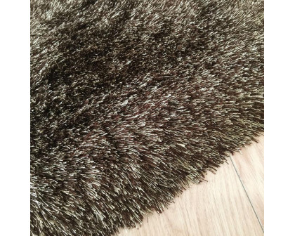 Furnings Fancy Collection Solid Brown Shag Area Rug - 7'L x 5'W x 1"H