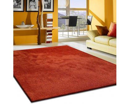 Furnings Fancy Collection Red Shag Area Rug - 7'L x 5'W x 1"H