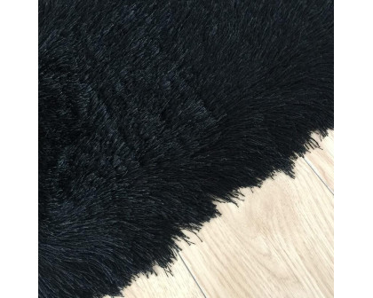 Furnings Fancy Collection Solid Black Shag Area Rug - 7'L x 5'W x 1"H