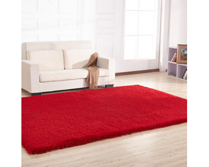 Furnings Chubby Red Area Rug - 7'L x 5'W x 1"H