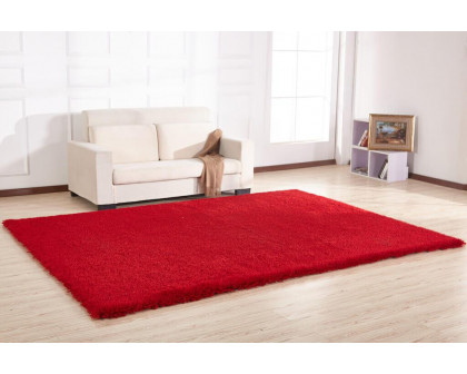 Furnings Chubby Red Area Rug - 7'L x 5'W x 1"H