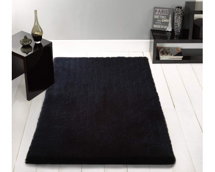 Furnings Chubby Black Area Rug - 7'L x 5'W x 1"H