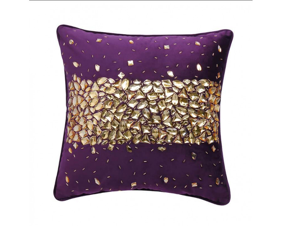 Furnings - Crystal Encrusted Purple Velvet Accent Pillow