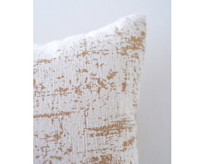 Furnings - Decorative Chenille Throw Pillow in Beige and Gold