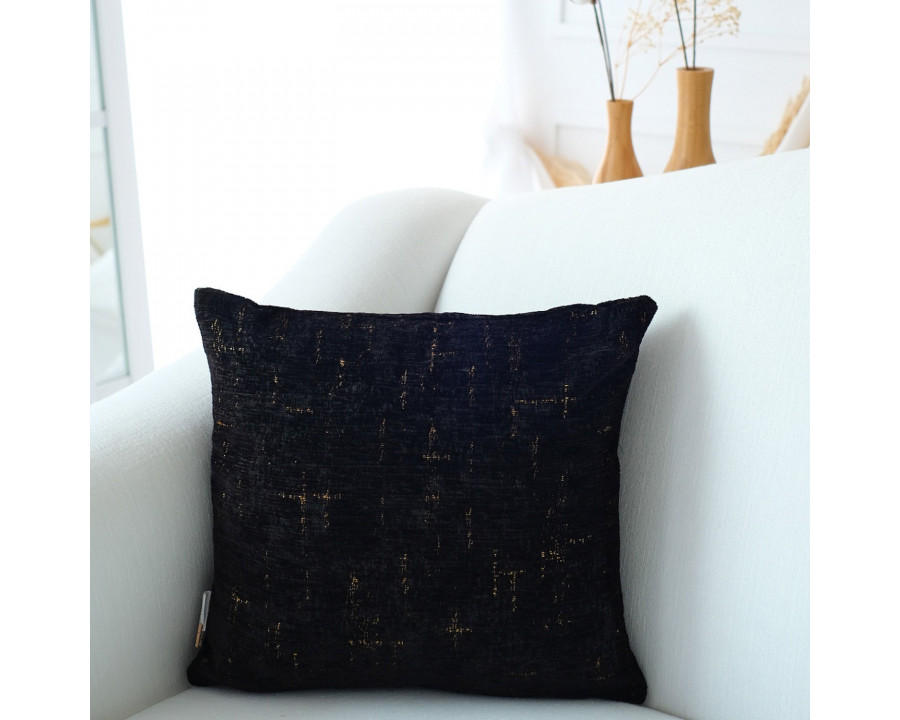 Furnings - Decorative Chenille Throw Pillow in Black and Gold