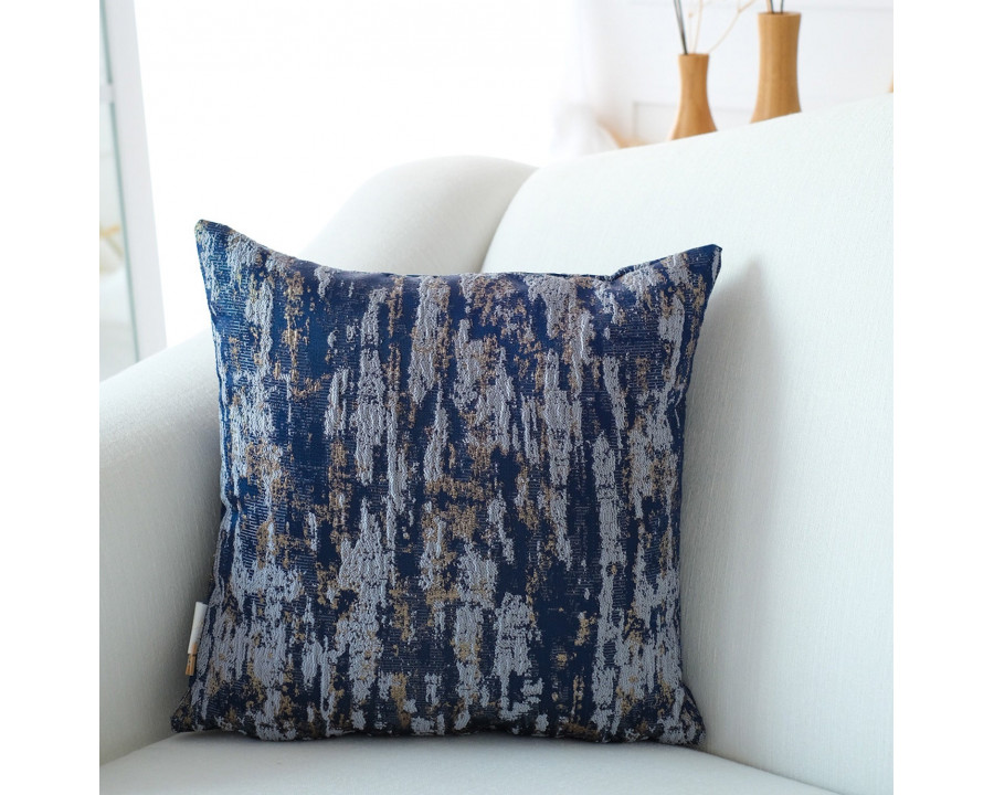 Furnings - Decorative Chenille Throw Pillow in Blue and Beige