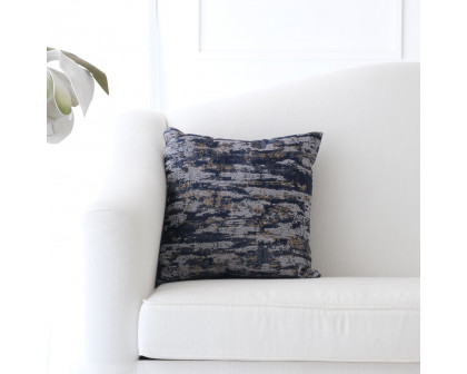 Furnings - Decorative Chenille Throw Pillow in Blue and Beige