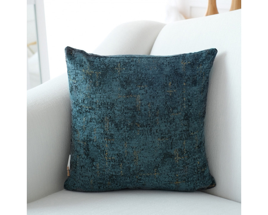 Furnings - Decorative Chenille Throw Pillow in Denim Blue and Gold