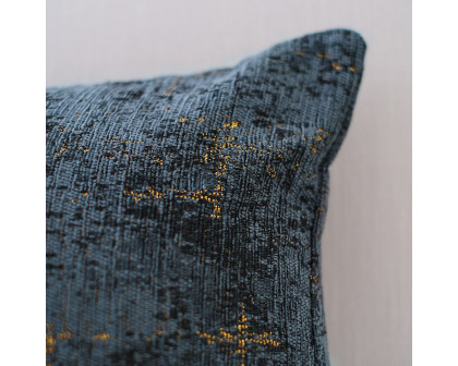 Furnings - Decorative Chenille Throw Pillow in Denim Blue and Gold