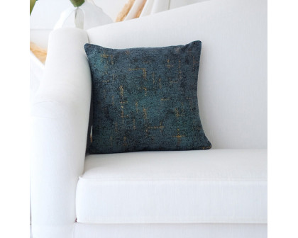 Furnings - Decorative Chenille Throw Pillow in Denim Blue and Gold