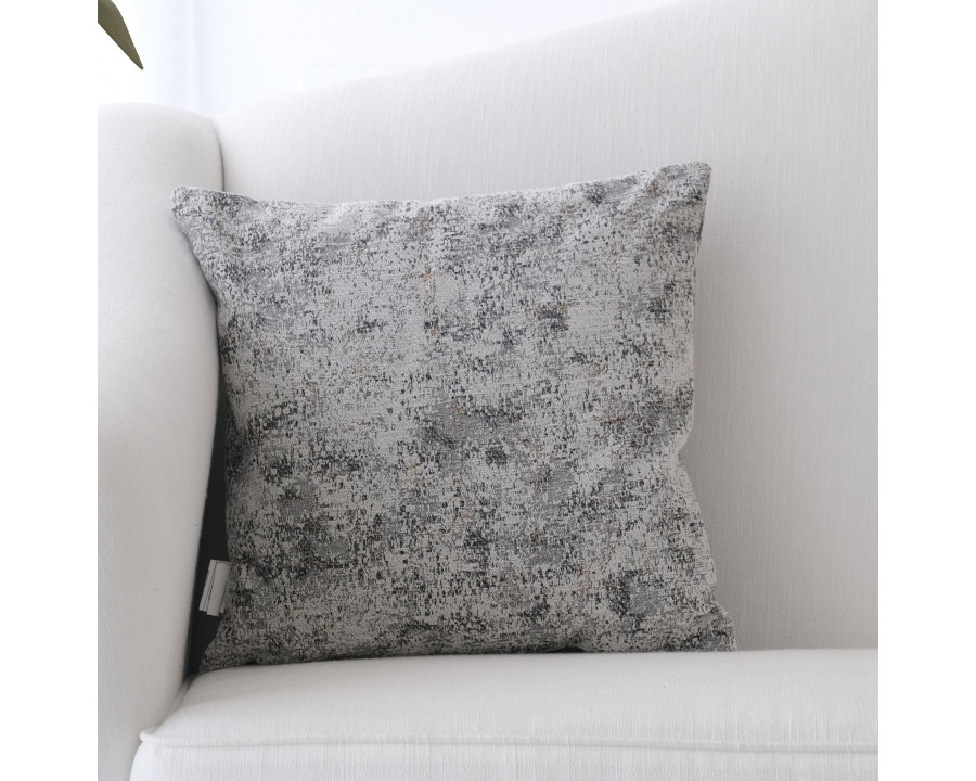 Furnings - Decorative Chenille Throw Pillow in Light Gray and Gold