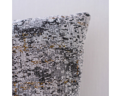 Furnings - Decorative Chenille Throw Pillow in Light Gray and Gold