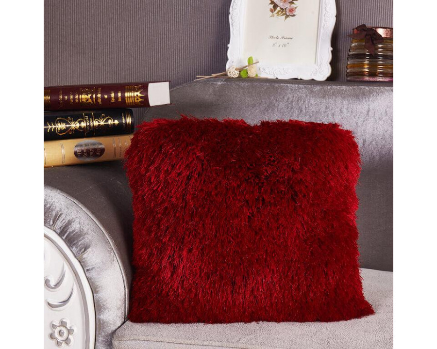 Furnings - Decorative Shaggy Pillow in Red