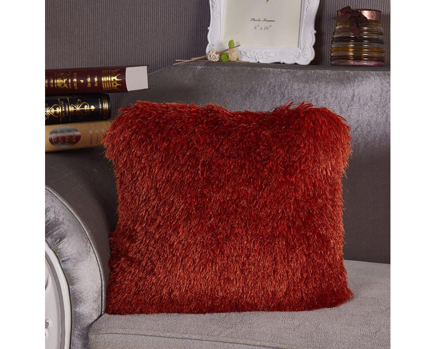 Furnings - Decorative Shaggy Pillow in Rust