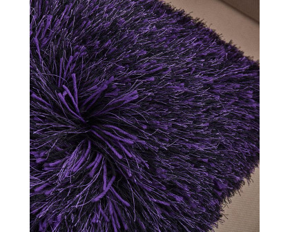 Furnings - Decorative Shaggy Purple and Black Square Pillow