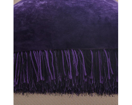 Furnings - Decorative Shaggy Purple and Black Square Pillow