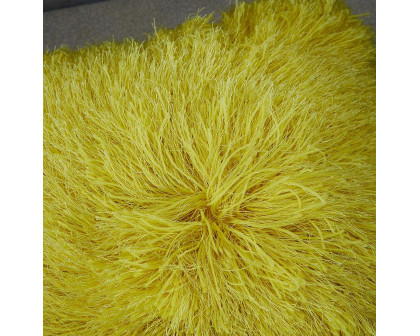 Furnings - Decorative Shaggy Yellow Square Pillow