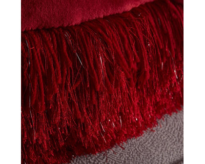 Furnings - Decorative Shaggy Pillow with Lurex in Red