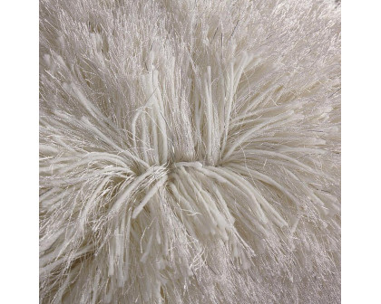 Furnings - Decorative Shaggy Pillow with Lurex in White