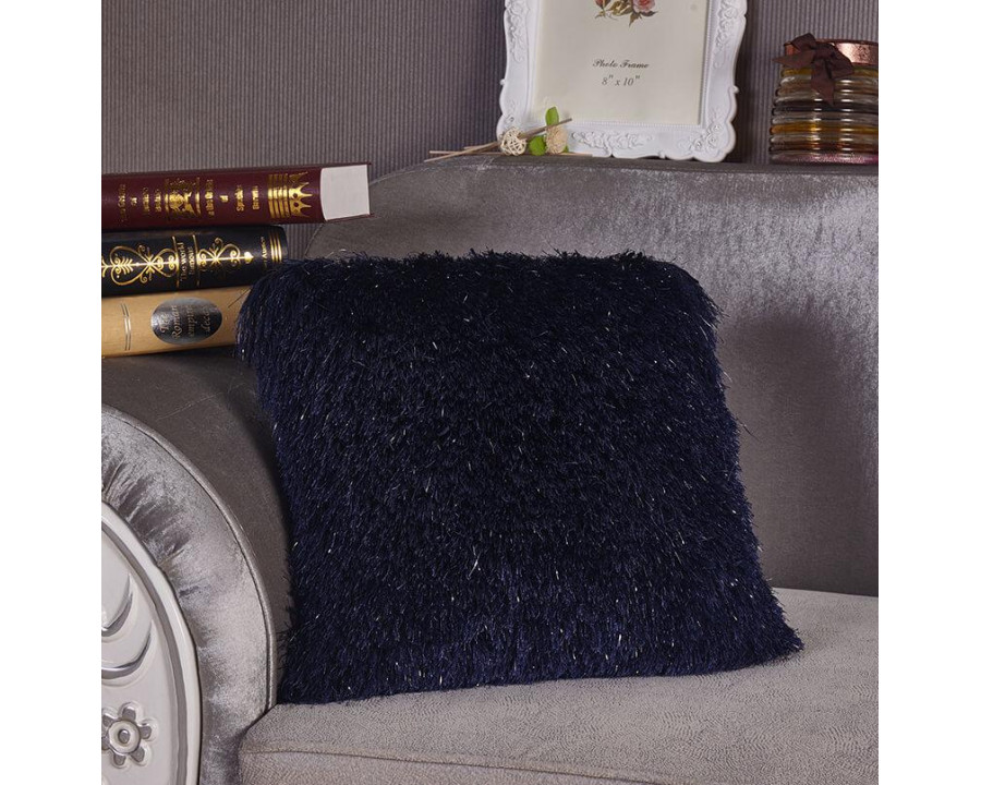 Furnings - Decorative Shaggy Pillow with Lurex in Blue