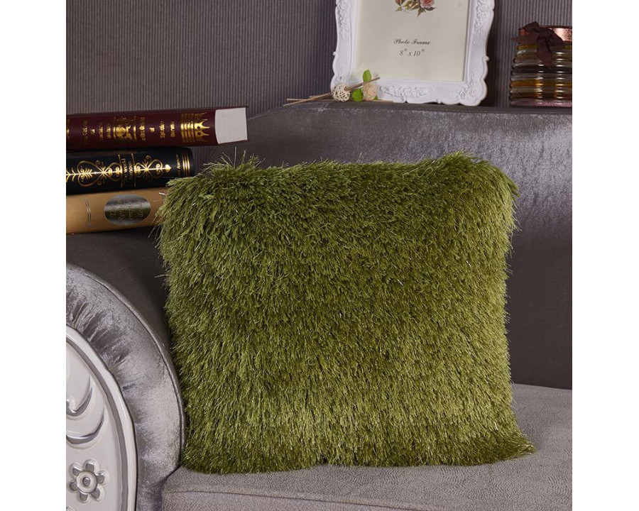 Furnings - Decorative Shaggy Pillow with Lurex in Lime