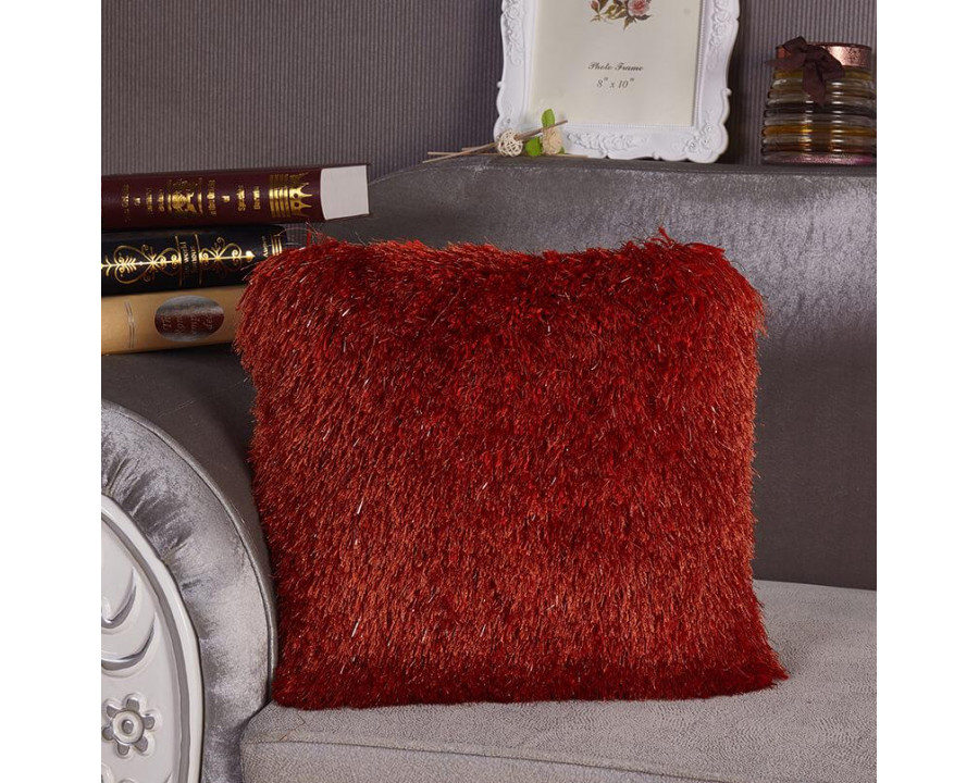 Furnings - Decorative Shaggy Pillow with Lurex in Rust